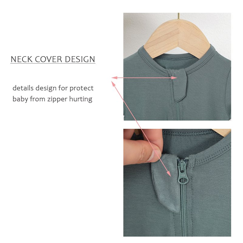 Solid Soft Summer Double Way Zipper Bamboo Baby Onesie Long Sleeve Infant Baby Rompers