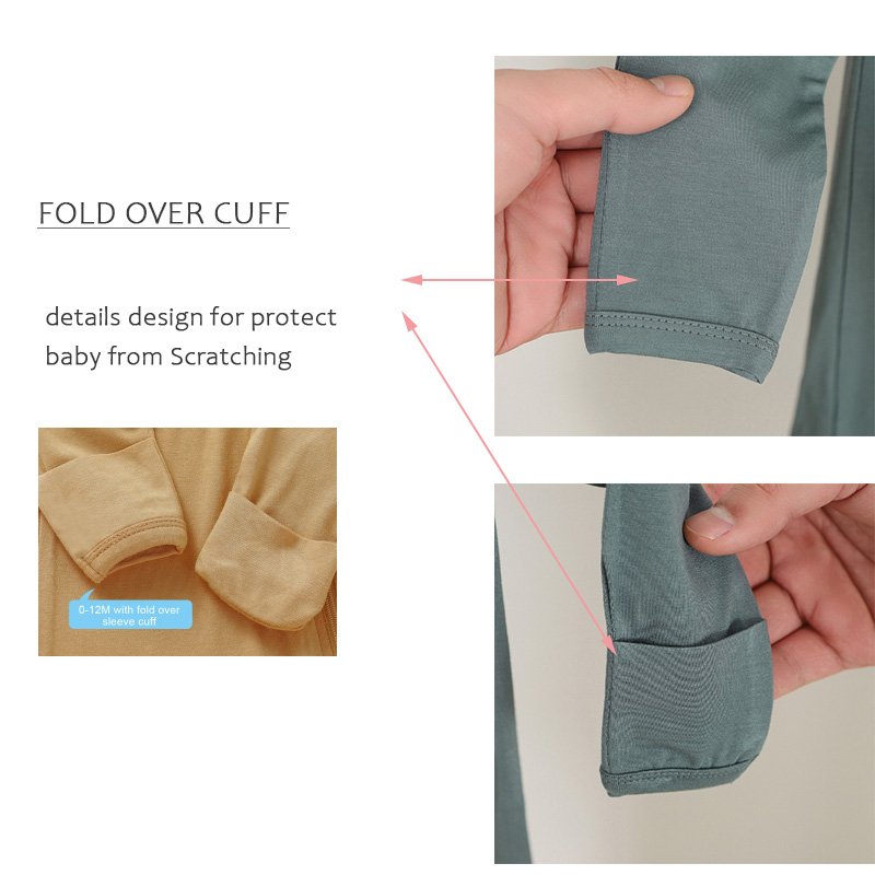 Solid Soft Summer Double Way Zipper Bamboo Baby Onesie Long Sleeve Infant Baby Rompers
