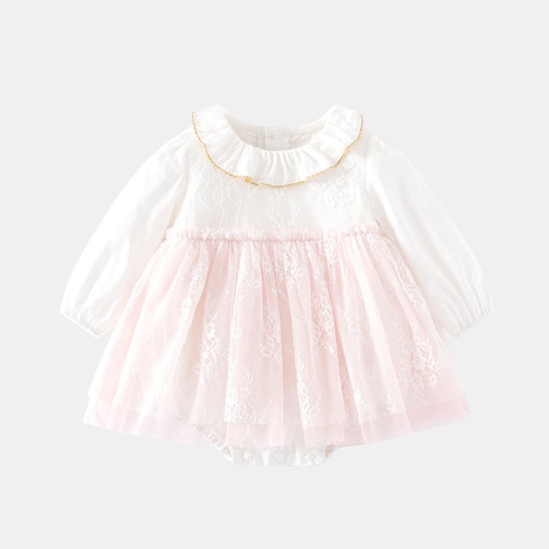 2024 Autumn baby girl princess dress new baby lace mesh romper dress