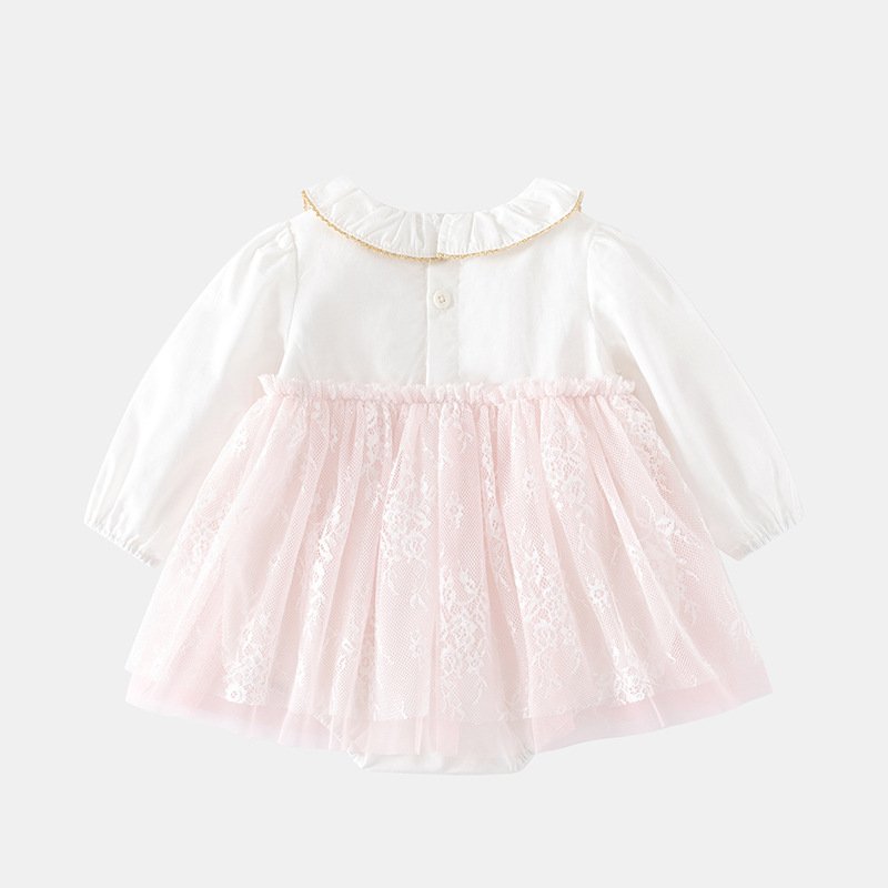 2024 Autumn baby girl princess dress new baby lace mesh romper dress