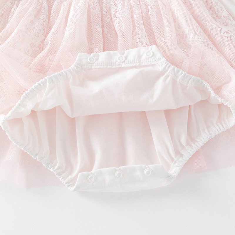 2024 Autumn baby girl princess dress new baby lace mesh romper dress