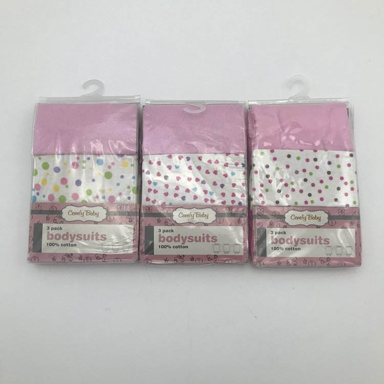 Wholesale High Quality 100% Cotton 3pk Baby Rompers Baby Bodysuit
