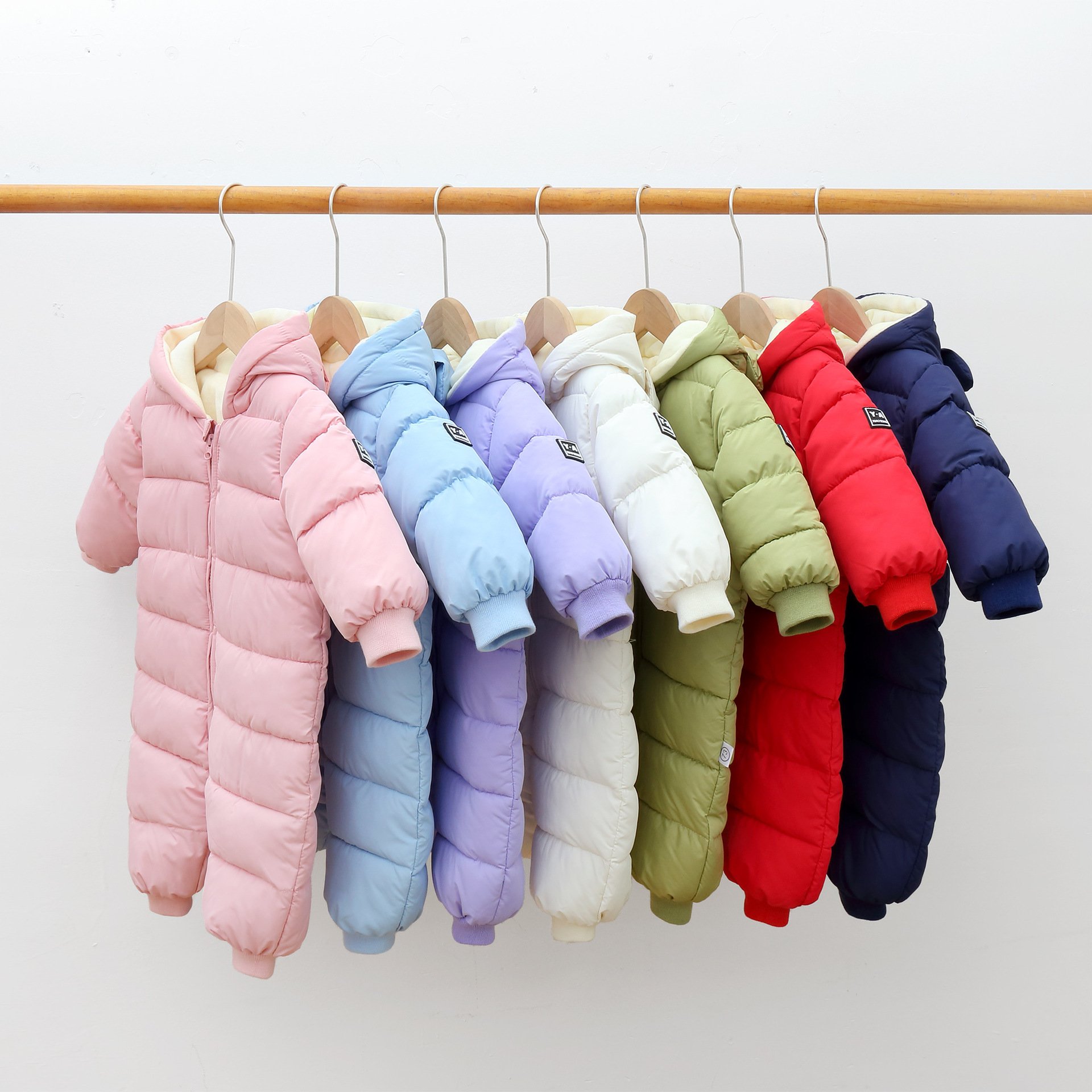 Polyester&Cotton Kids Winter Thick Jumpsuit Infant Baby Boys Girls Snowsuit Rabbit Ears Romper Windproof Long Sleeve Romper