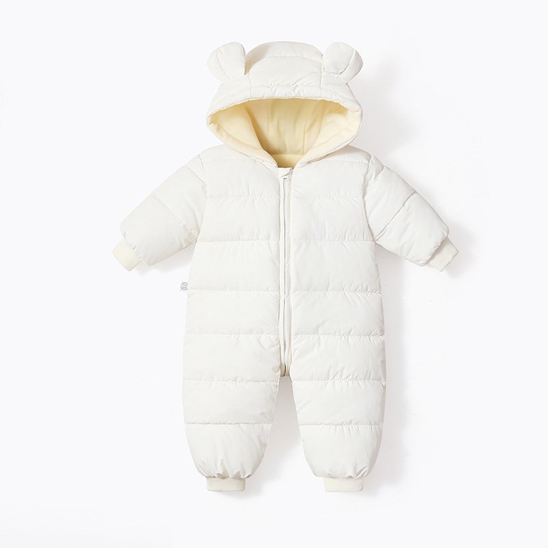 Polyester&Cotton Kids Winter Thick Jumpsuit Infant Baby Boys Girls Snowsuit Rabbit Ears Romper Windproof Long Sleeve Romper