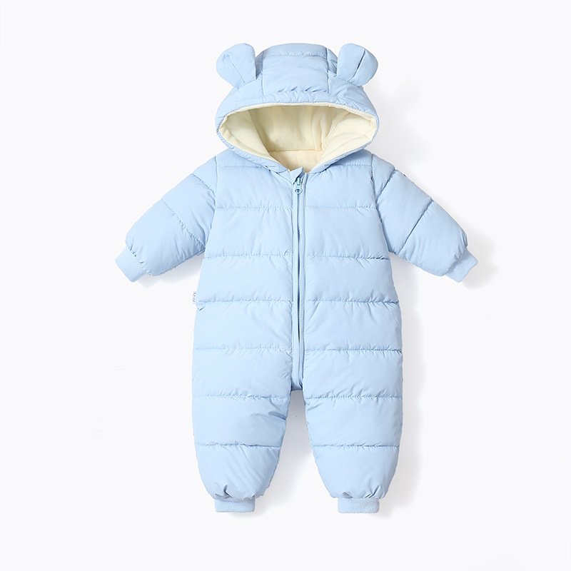 Polyester&Cotton Kids Winter Thick Jumpsuit Infant Baby Boys Girls Snowsuit Rabbit Ears Romper Windproof Long Sleeve Romper