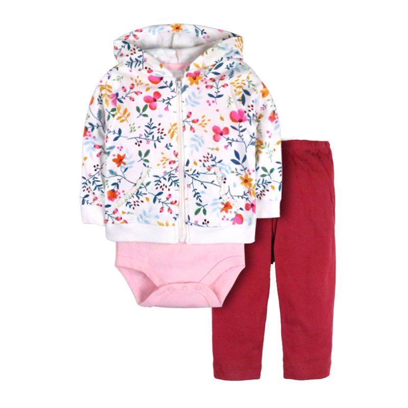 top-selling new born baby rompers clothes cute cartoon toddler boys' baby girls' bodysuit hooded jacket pant clothing set