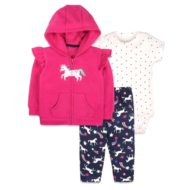 top-selling new born baby rompers clothes cute cartoon toddler boys' baby girls' bodysuit hooded jacket pant clothing set