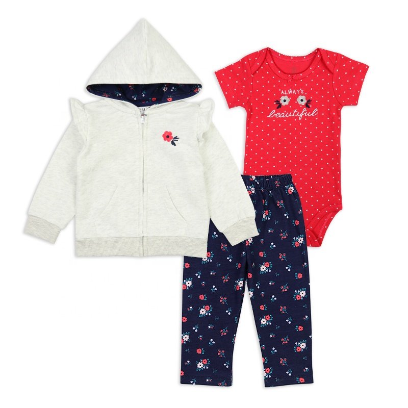 top-selling new born baby rompers clothes cute cartoon toddler boys' baby girls' bodysuit hooded jacket pant clothing set