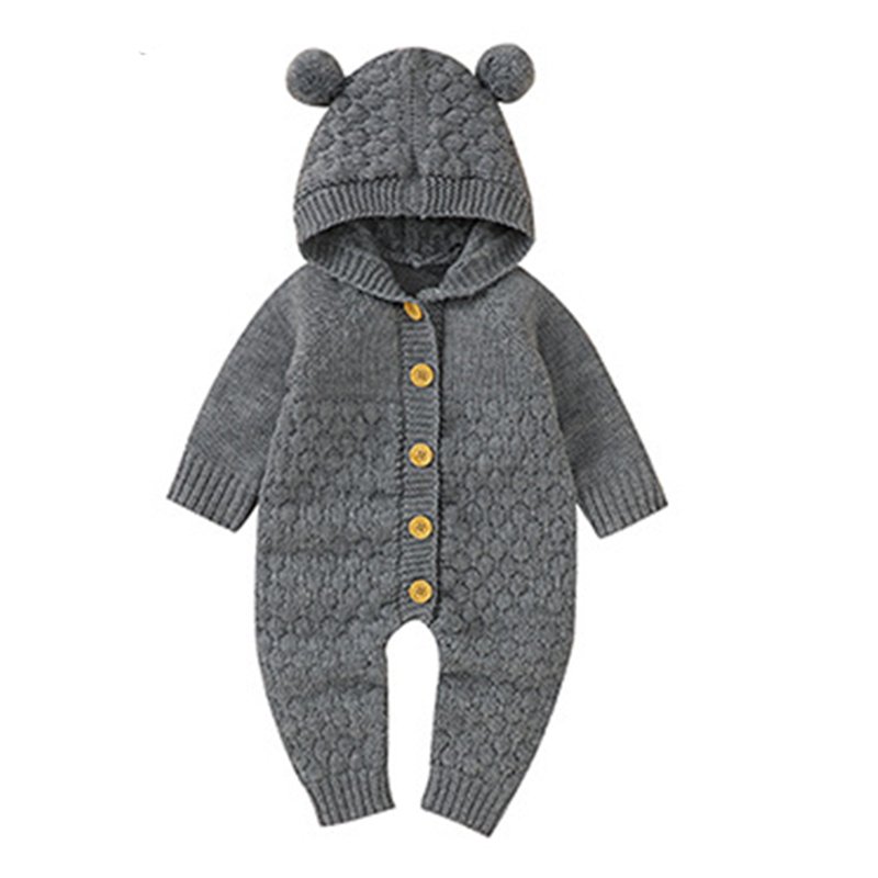 Baby Rompers Autumn Brown Long Sleeve Newborn Boys Girls Knitted Sweaters Jumpsuits Winter Toddler Infant Outfits One Piece Wear