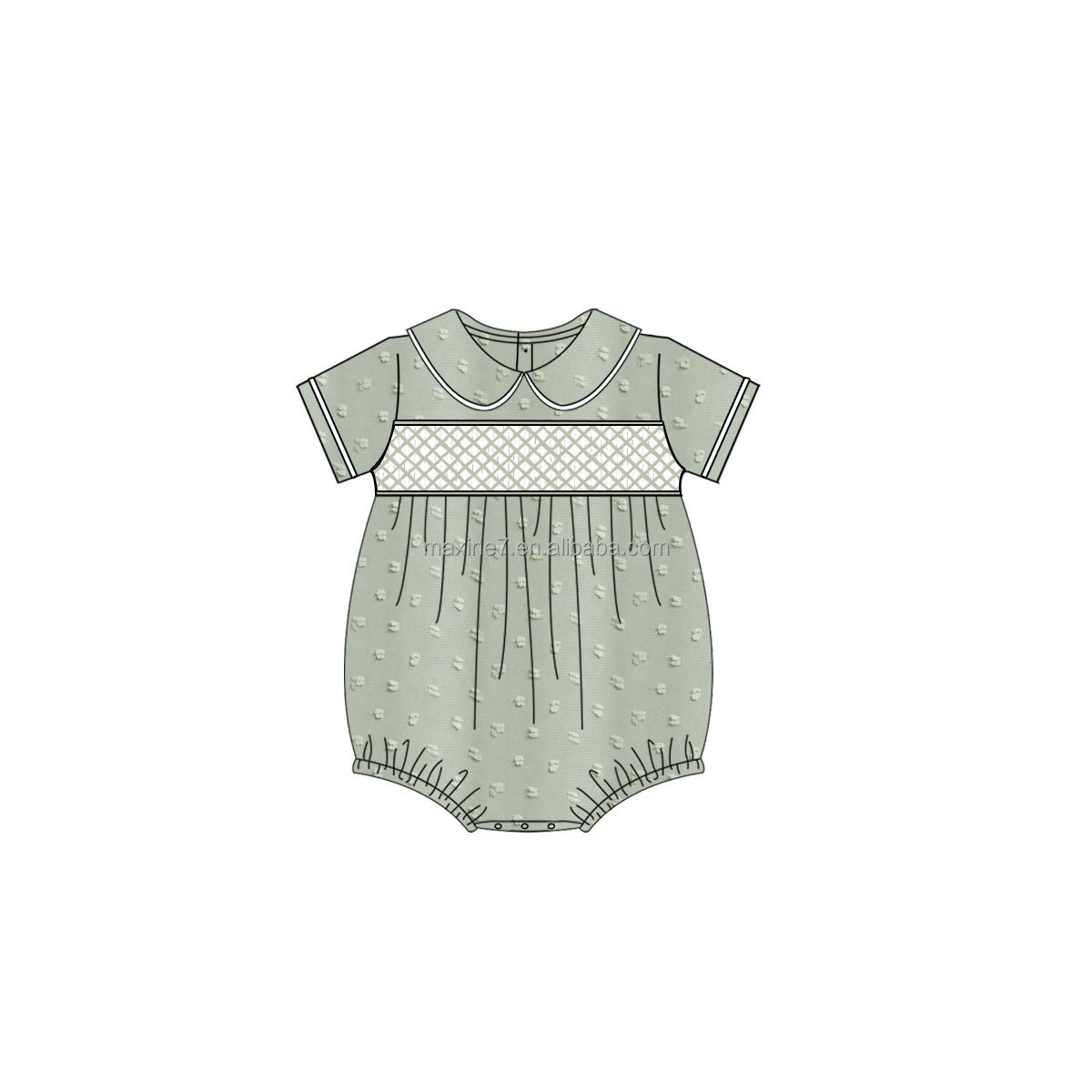 Puresun Children Smocking Clothes Boutique Summer Kids Swiss Dot Jumpsuit Baby Girls Rompers