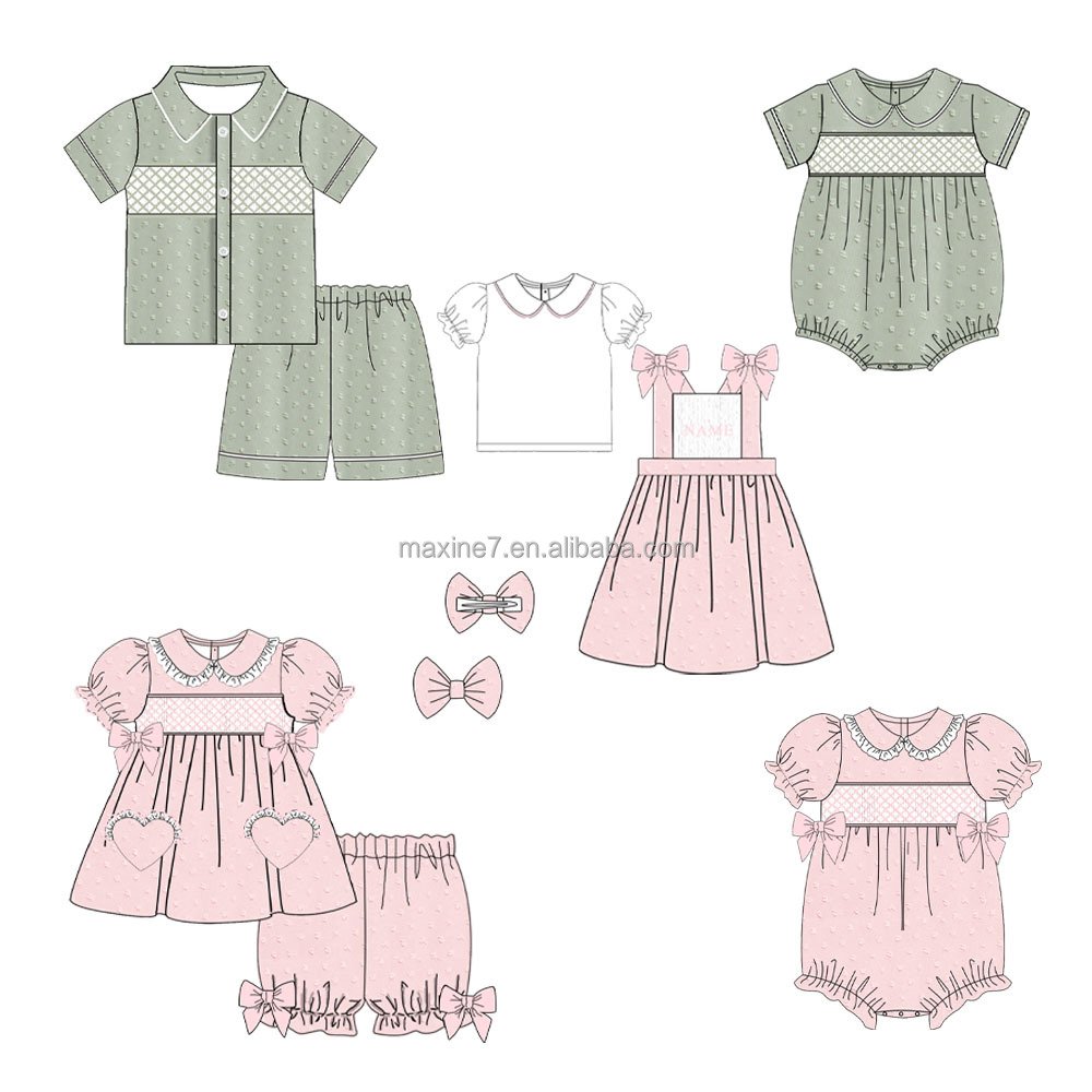 Puresun Children Smocking Clothes Boutique Summer Kids Swiss Dot Jumpsuit Baby Girls Rompers