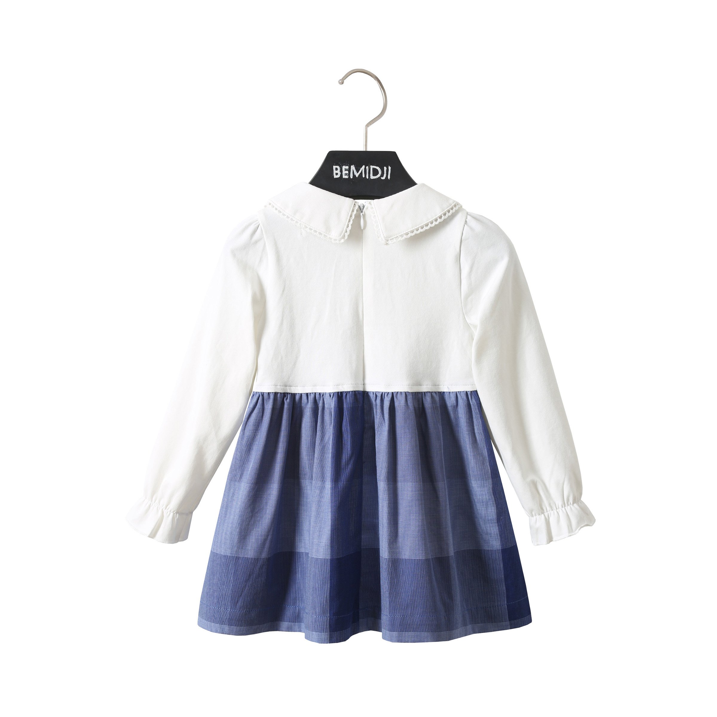 Custom Cute Spring Autumn Cotton Baby Girl Dresses Linen Kids Clothing Long Sleeve Patchwork With Ruffle Toddler Children Dress