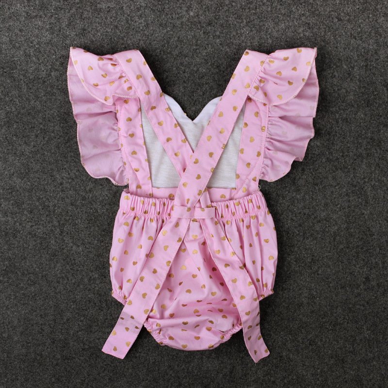 Hao Baby Girl Jumpsuit Love Sequins Triangle Romper Baby Wear Summer Girl Romper