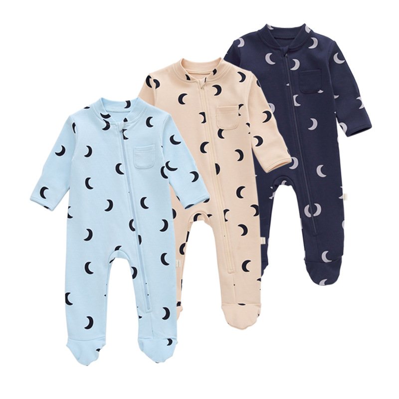Long Sleeve Baby Zipper Romper Baby Zip Romper Custom Baby Romper With Feet Zipper Pajamas Sleepwear