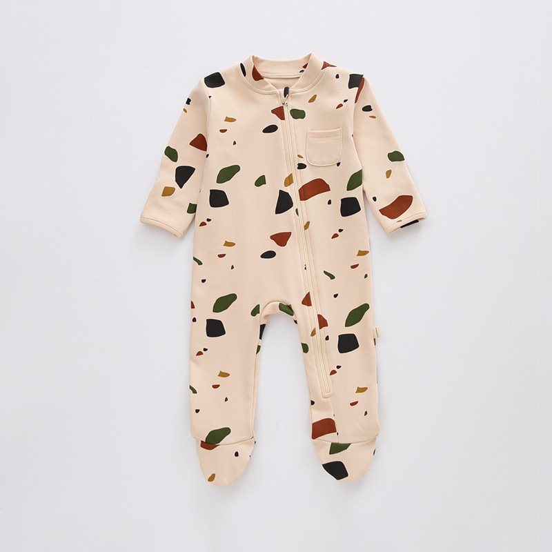 Long Sleeve Baby Zipper Romper Baby Zip Romper Custom Baby Romper With Feet Zipper Pajamas Sleepwear