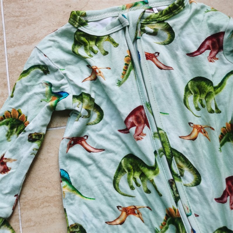 custom OEM 95% bamboo 5% spandex bamboo printed baby romper onesie clothes product footie pajamas