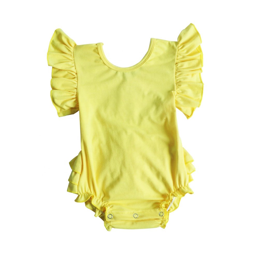 2024 Ruffled rompers for baby girls Red baby cotton Blank Toddler rompers Children's clothing