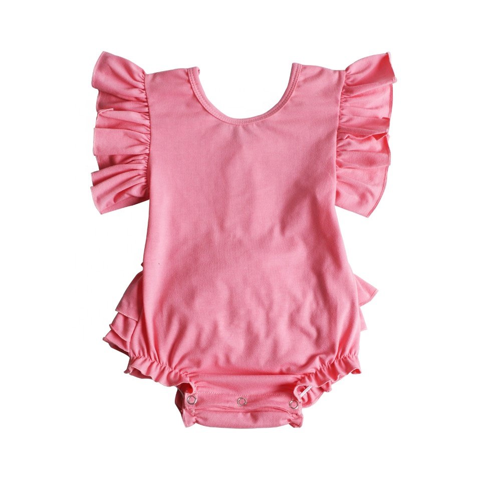 2024 Ruffled rompers for baby girls Red baby cotton Blank Toddler rompers Children's clothing