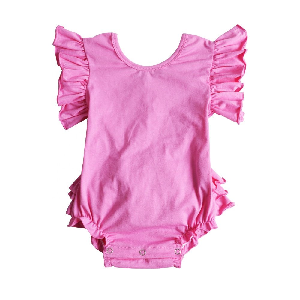 2024 Ruffled rompers for baby girls Red baby cotton Blank Toddler rompers Children's clothing