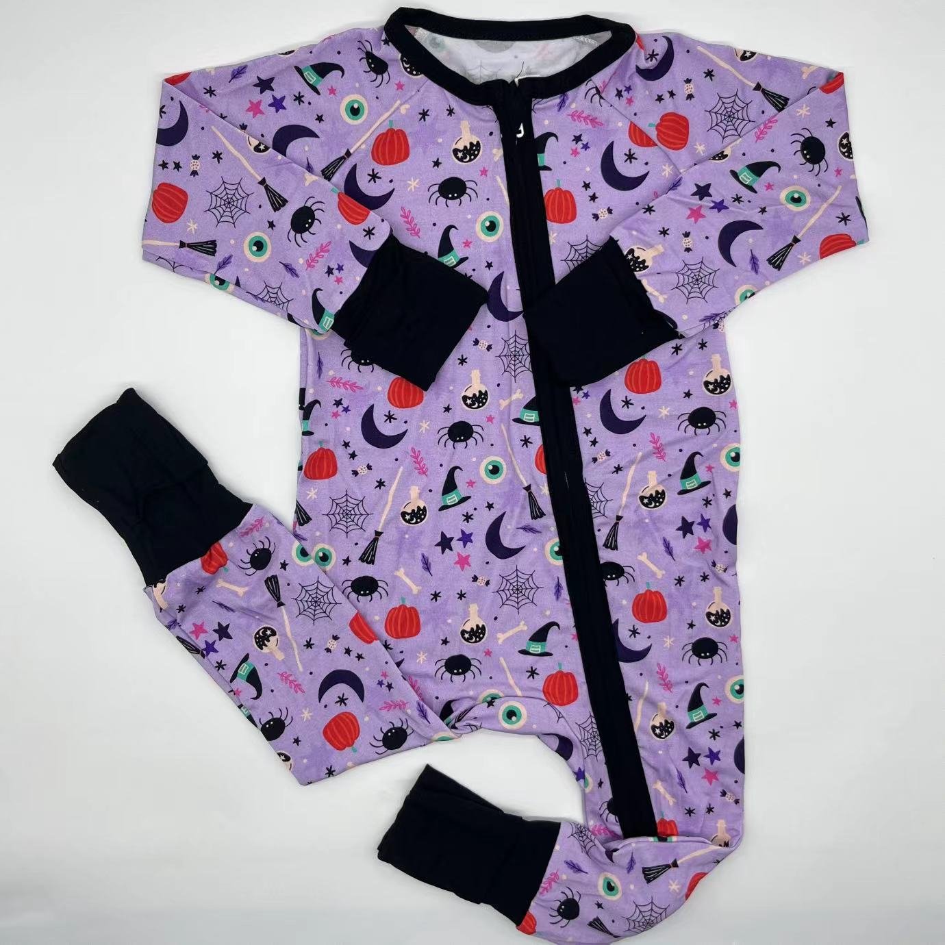 Delicate summer unisex bamboo spandex custom printed long sleeves newborn baby rompers