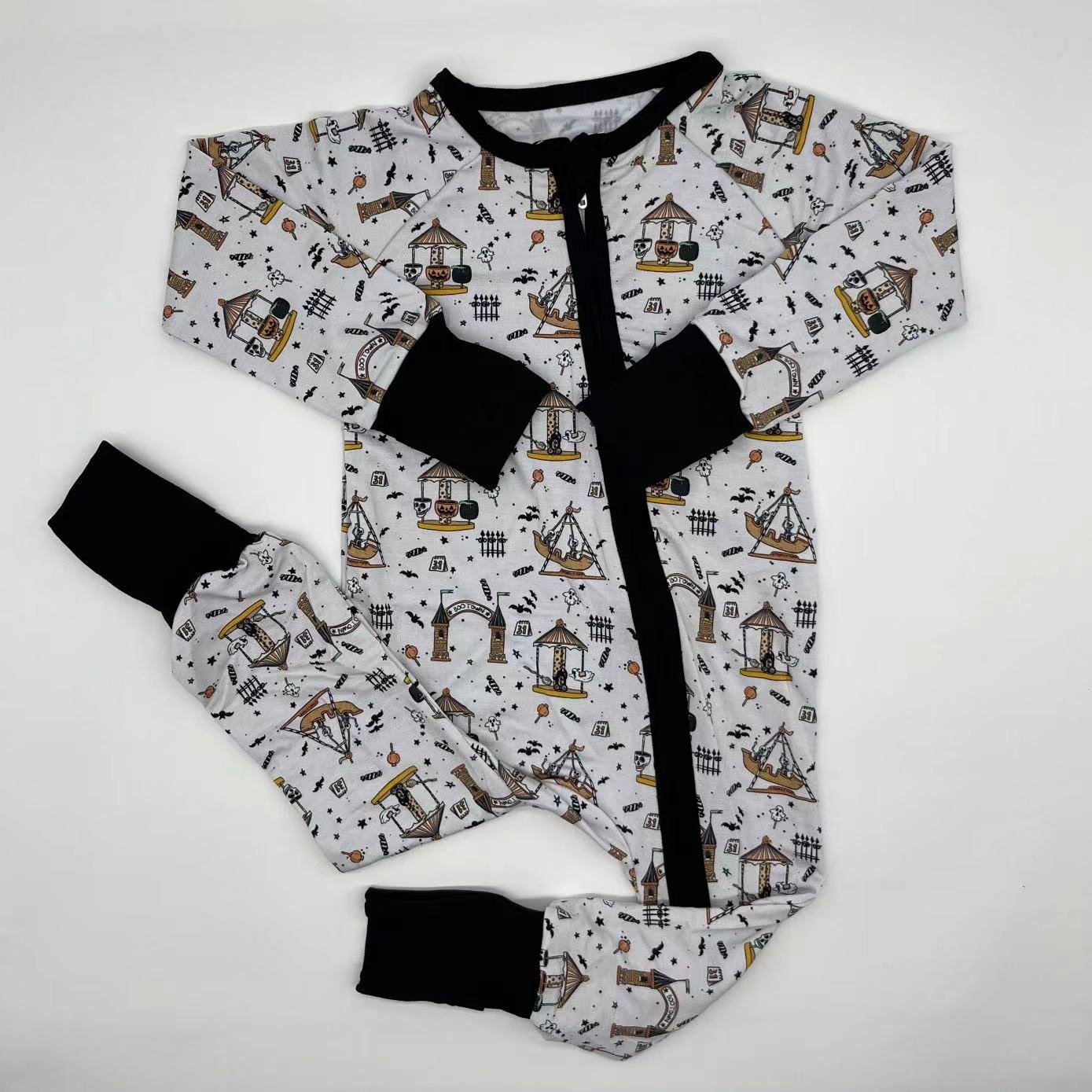 Delicate summer unisex bamboo spandex custom printed long sleeves newborn baby rompers