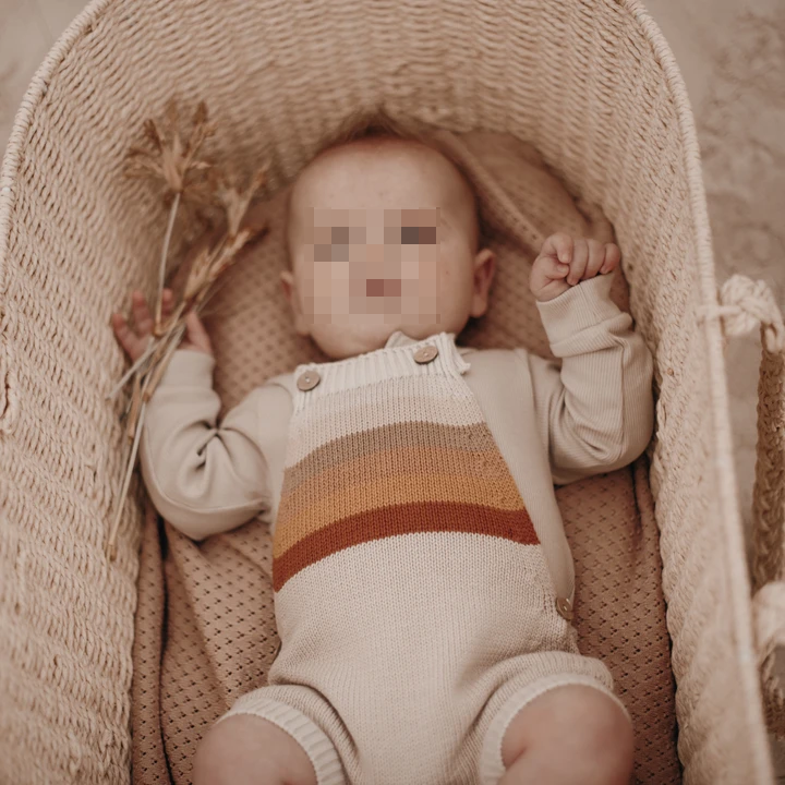 Organic cotton knitting cute rainbow romper baby bodysuit infant onesie.