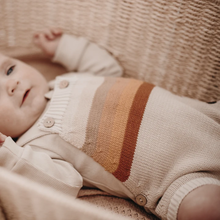 Organic cotton knitting cute rainbow romper baby bodysuit infant onesie.