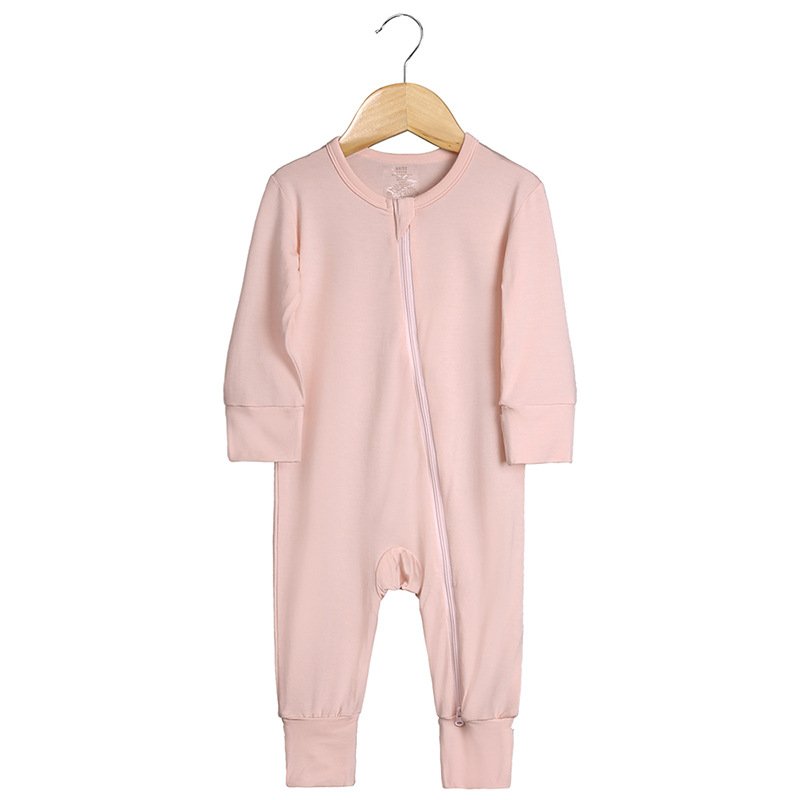 Custom 3-24M Solid Color Bamboo Baby Romper Pajamas