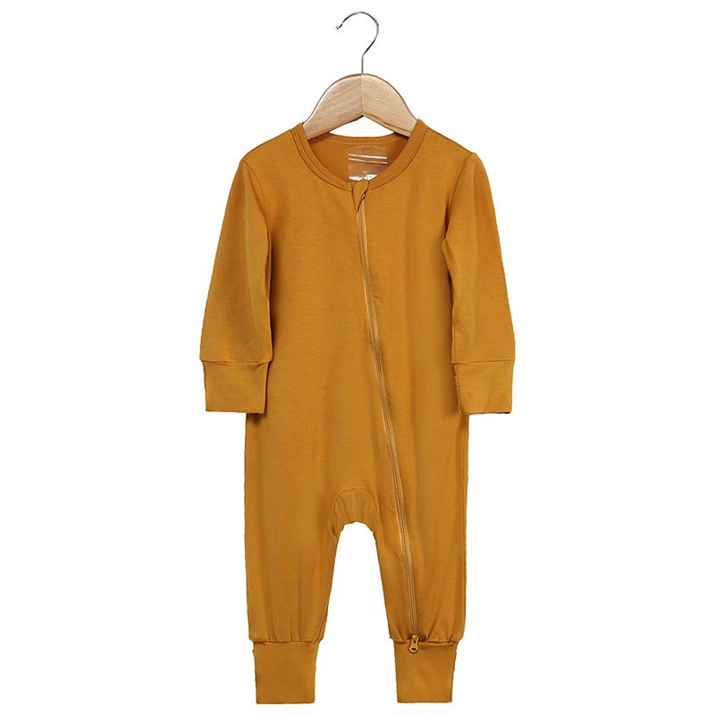 Custom 3-24M Solid Color Bamboo Baby Romper Pajamas
