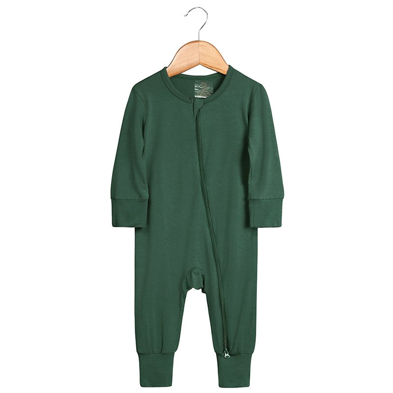 Custom 3-24M Solid Color Bamboo Baby Romper Pajamas
