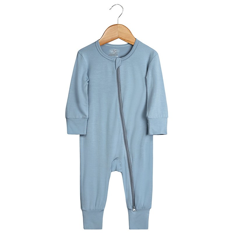 Custom 3-24M Solid Color Bamboo Baby Romper Pajamas