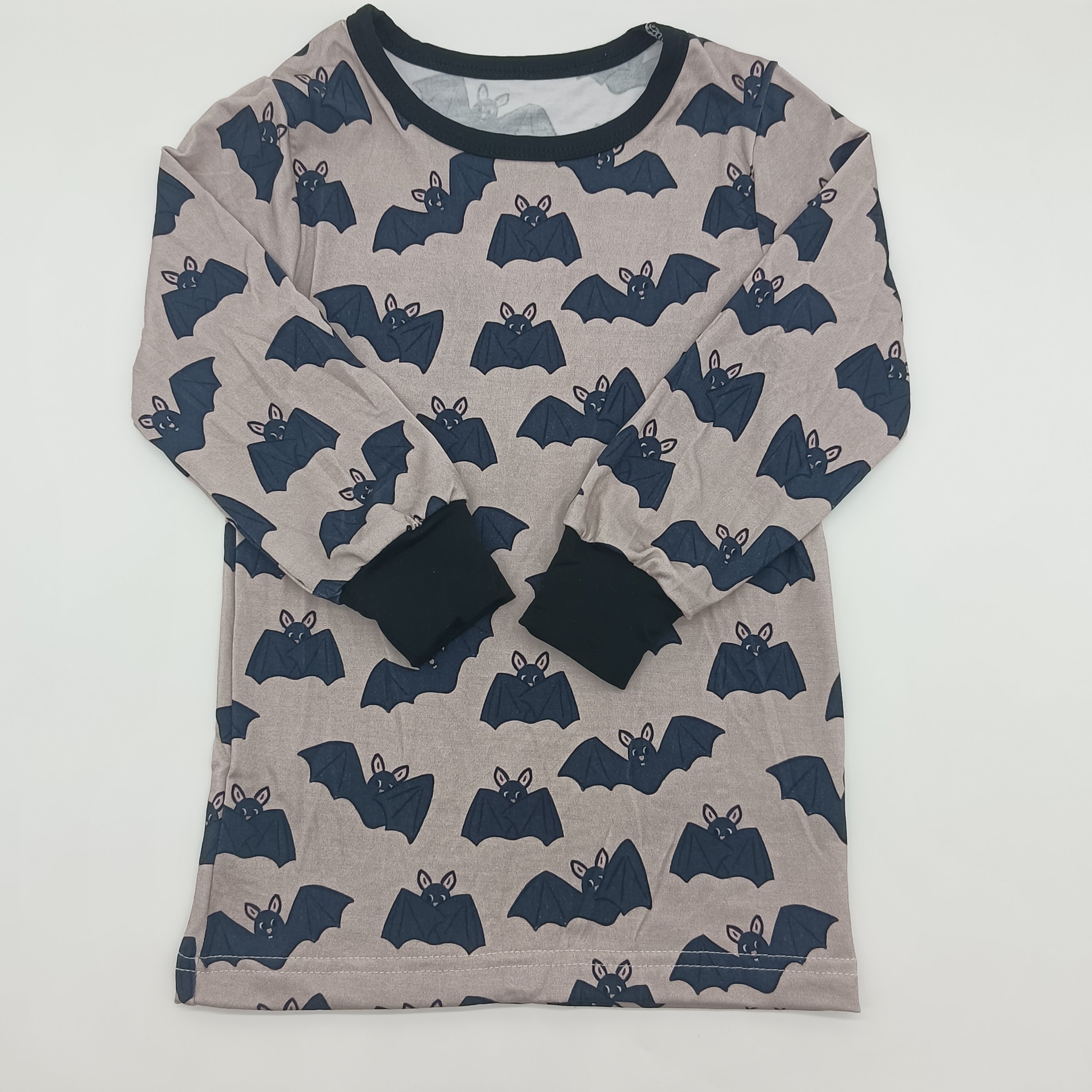 Wholesale High Quality Bat Pattern Boy Girl Organic Bamboo Cotton Long Sleeve Zipper Baby Romper 2pcs