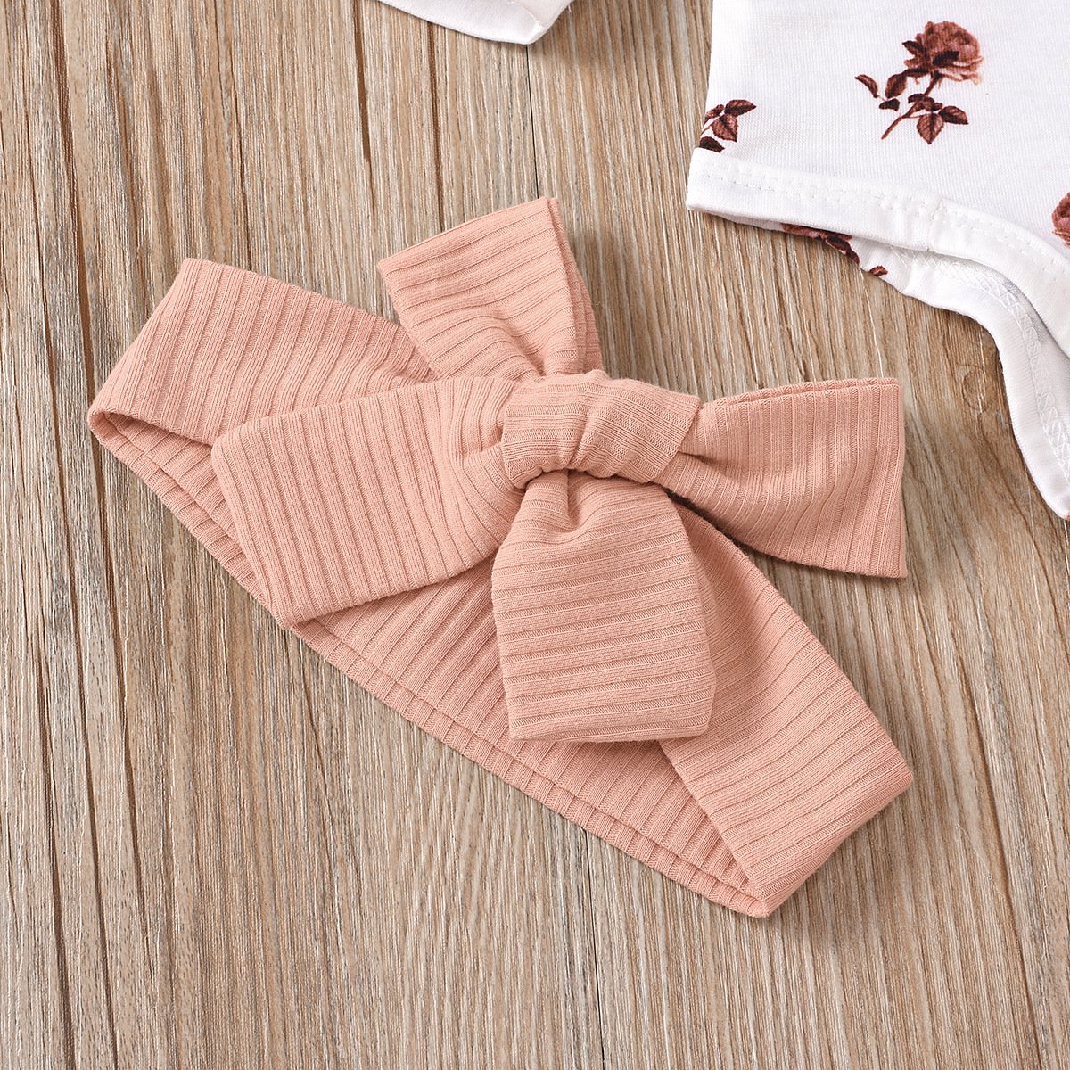 2020 toddler autumn new print fly sleeve long sleeve romper + ribbed shorts + headband set baby girl clothes sets