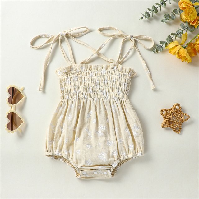 1Pcs Custom Logo RTS Summer Newborn Infant Toddler Clothes Cotton Floral Bodysuit Girls Baby Romper