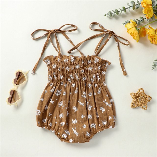 1Pcs Custom Logo RTS Summer Newborn Infant Toddler Clothes Cotton Floral Bodysuit Girls Baby Romper