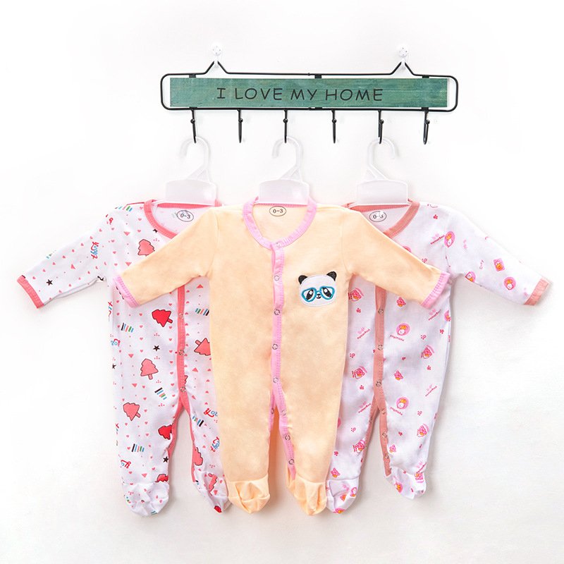 Michley Wholesale Cotton Girls 3pcs Pack Boys Gift Set Mixed Color Rompers Unisex Newborn Baby Clothes