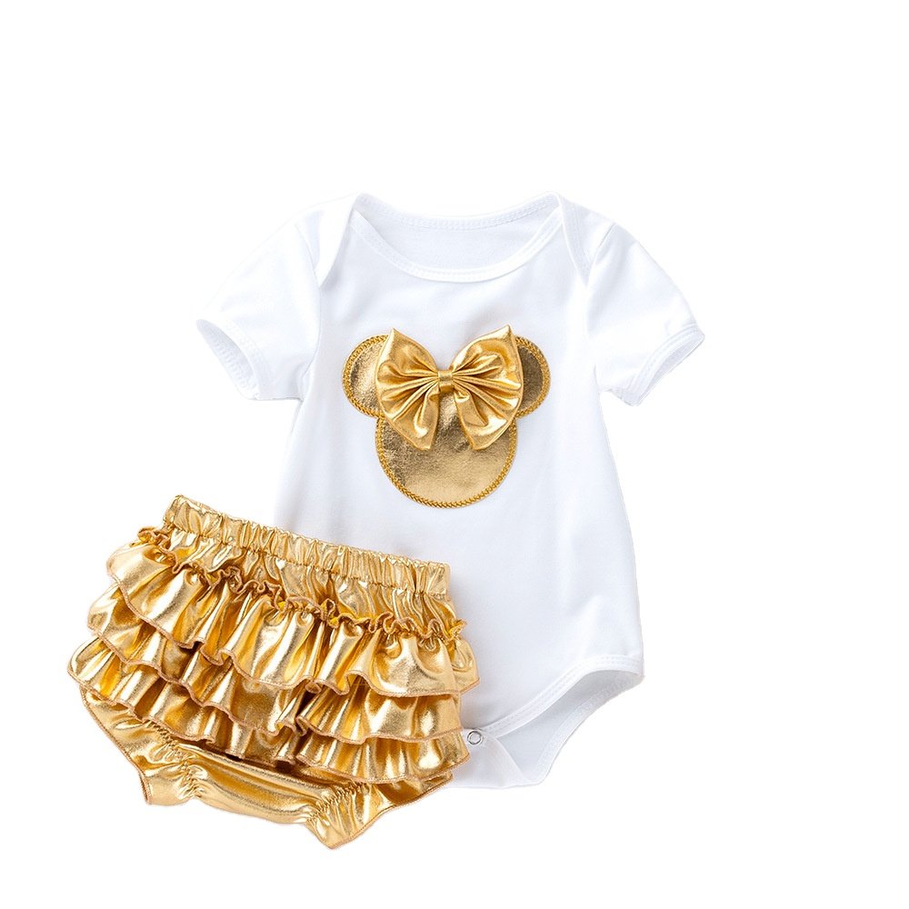 2022 New Children's Short Sleeve Suit Summer Cartoon Baby Clothing Girl's Clothing Baby Rompers
