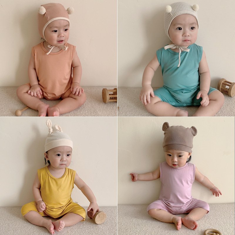 Hongbo summer baby jumpsuit cheap 95%bamboo 5 spandex infant apparel wholesale new born baby romper sets 0-3 months for girls