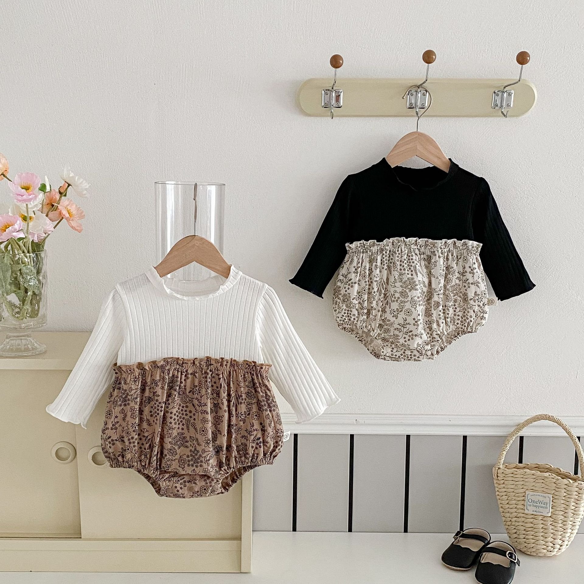 ins spring baby romper doll collar lapel sweet cute girls newborn baby clothes autumn one-piece infant clothes