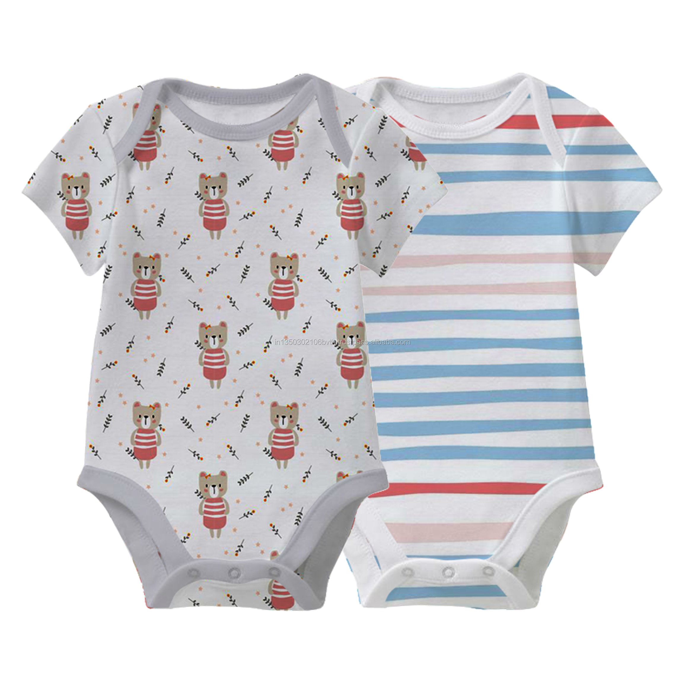 Unisex Baby Rompers with Animal Print 100% Cotton Fabric for Customized Size Infant Inseam Style