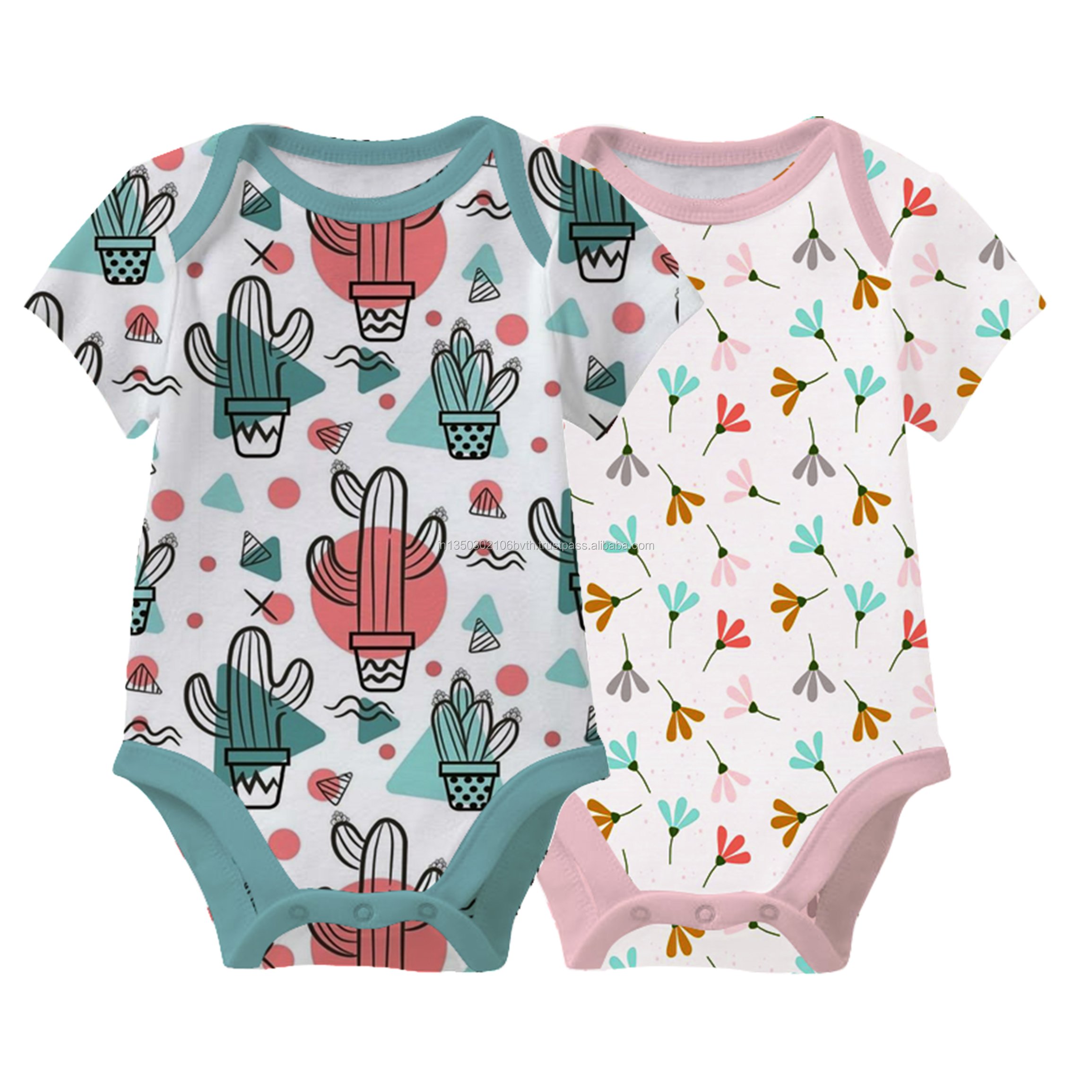 Unisex Baby Rompers with Animal Print 100% Cotton Fabric for Customized Size Infant Inseam Style