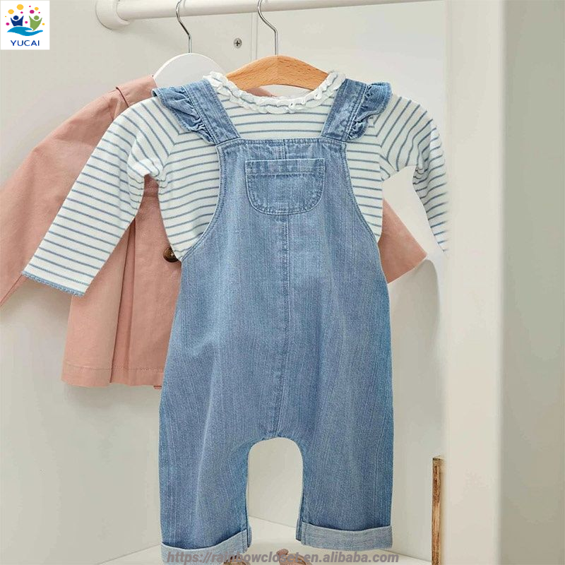 Child Denim Clothes Overall Fashion Summer One Piece Baby Romper Onesie With pocket For Kids