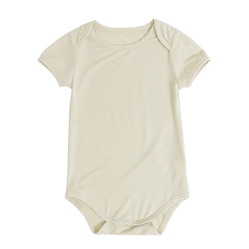 Wholesale Summer Soft Comfortable Solid Color Round neck Short Sleeve Baby Bamboo Romper