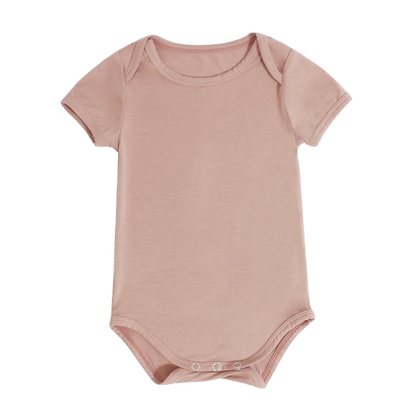 Wholesale Summer Soft Comfortable Solid Color Round neck Short Sleeve Baby Bamboo Romper