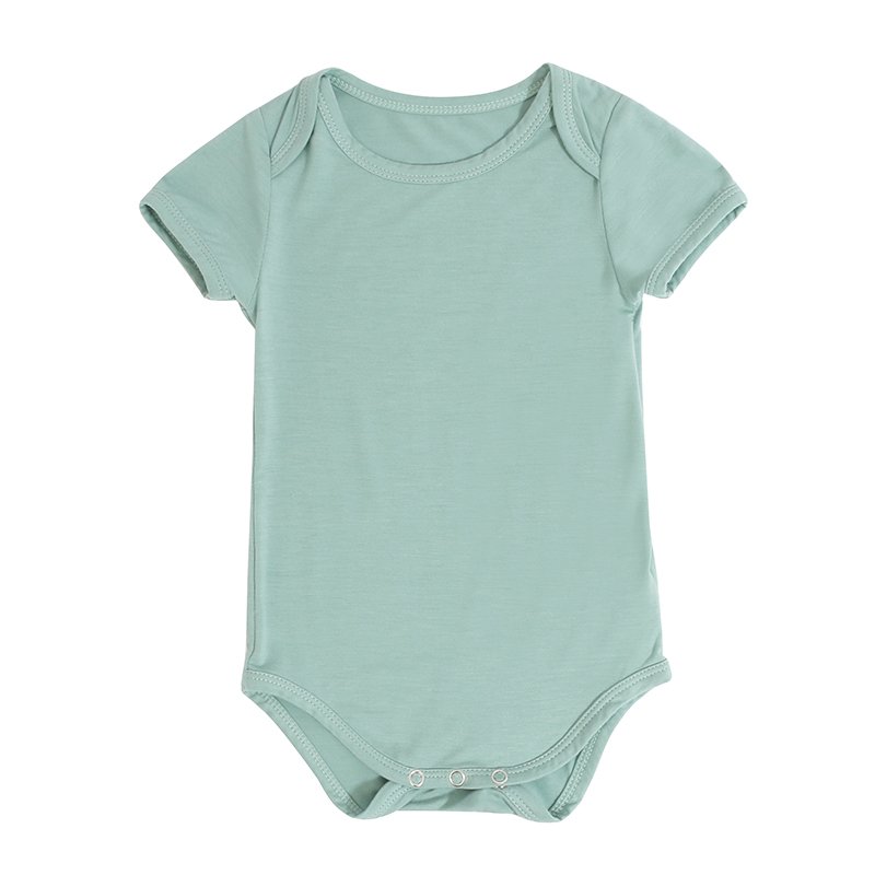Wholesale Summer Soft Comfortable Solid Color Round neck Short Sleeve Baby Bamboo Romper