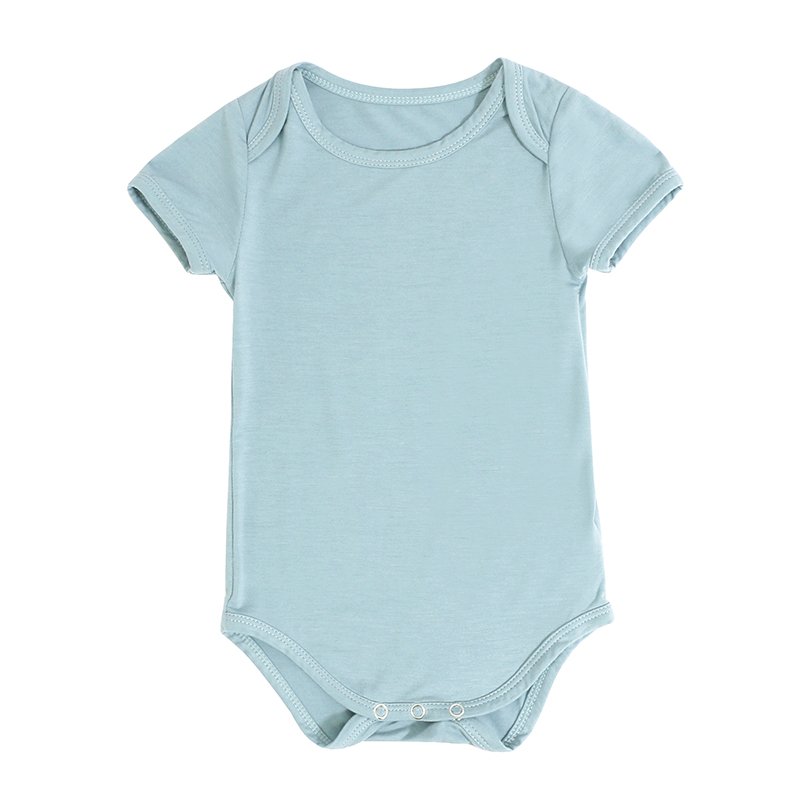Wholesale Summer Soft Comfortable Solid Color Round neck Short Sleeve Baby Bamboo Romper