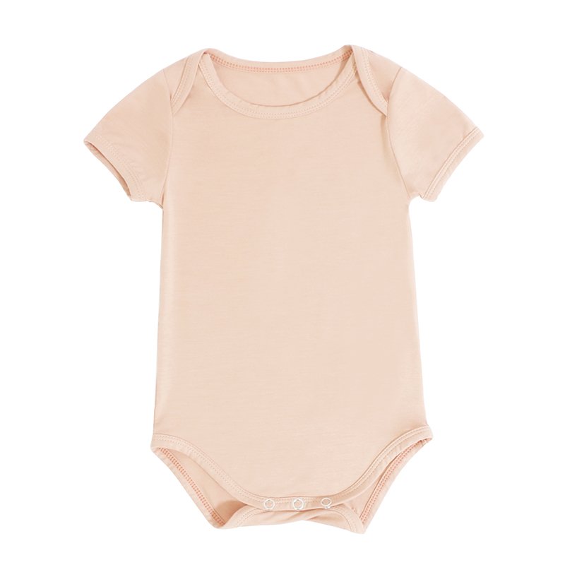 Wholesale Summer Soft Comfortable Solid Color Round neck Short Sleeve Baby Bamboo Romper