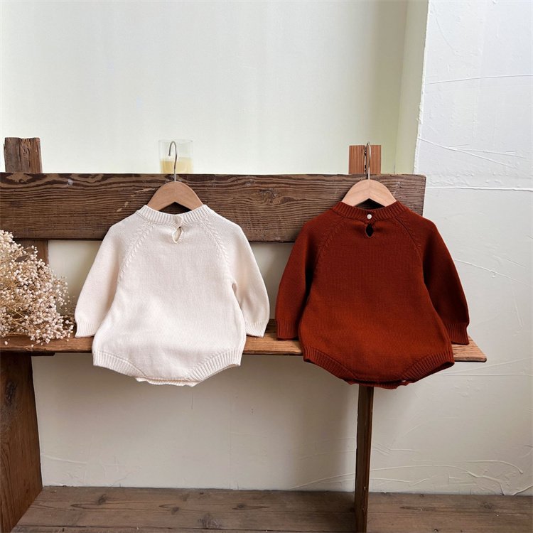 Customize Factory Cotton Crochet Knitted Sweater Children Clothing Newborn Baby Romper