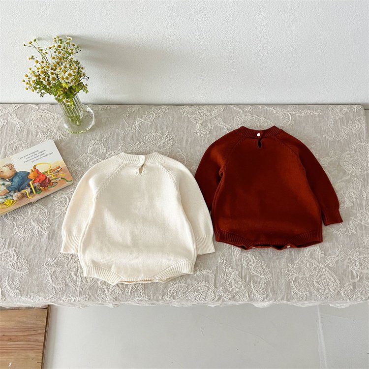 Customize Factory Cotton Crochet Knitted Sweater Children Clothing Newborn Baby Romper
