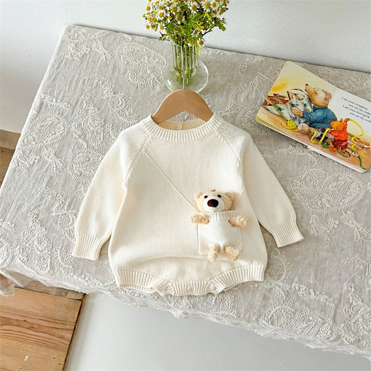Customize Factory Cotton Crochet Knitted Sweater Children Clothing Newborn Baby Romper